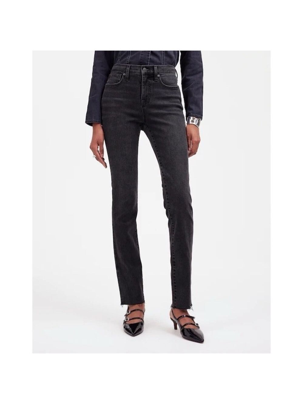 Madewell Mid Rise Stovepipe Jeans Armand Black Wash Size 29